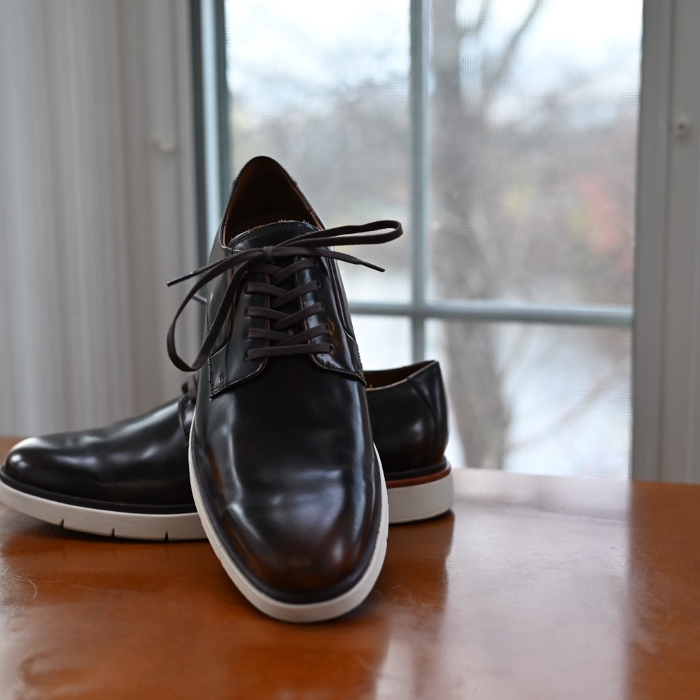 Allen Edmonds Black Leather Oxfords with White Soles